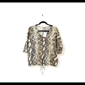 Green Envelope Snake Print Top